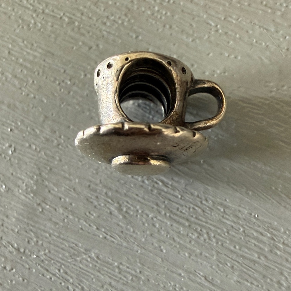 Pandora Retired Tea Cup and Saucer silver charm - Picture 3 of 5